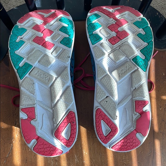 Hoka - Clifton 4 Teal and Pink Running Shoes - Picture 3 of 5